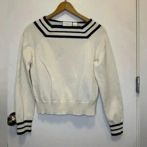 Liz Claiborne pullover crewneck lightweight sweater white and black size small